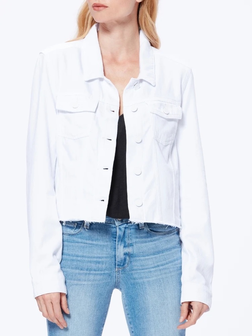Paige - Relaxed Vivienne Jacket w/ Raw Hem in Crisp White Size M